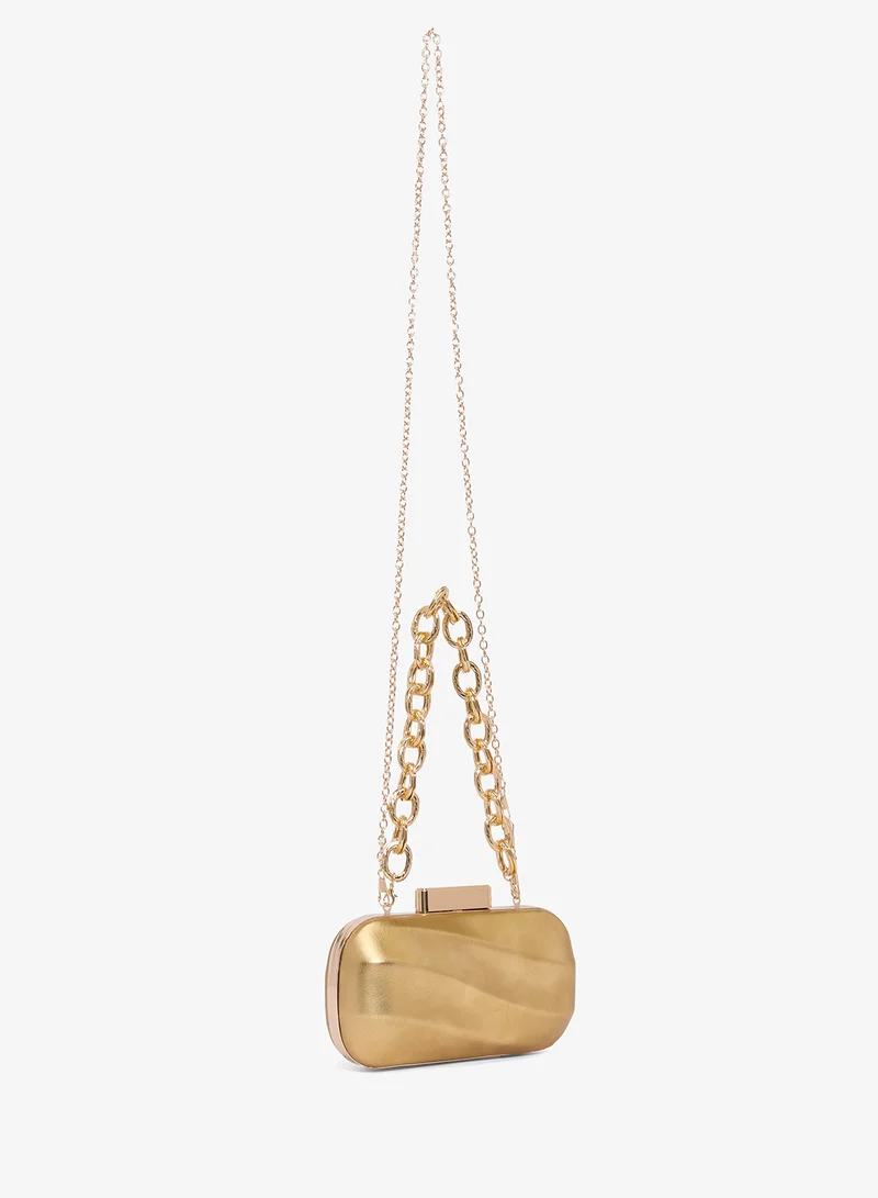 Khizana Metallic Gold Statement Bag With Thick Chain